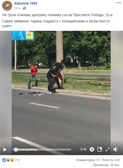 "Не грози Южному централу": в сети показали странную драку полиции Харькова посреди дороги (видео)